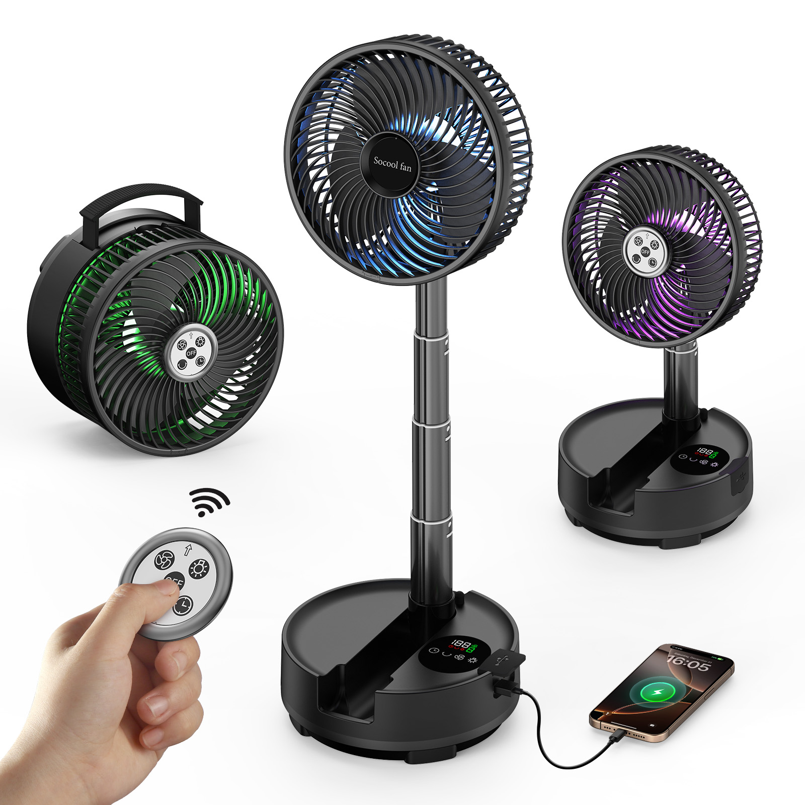 Renewable Energy Game - Socool Ventilatore Pieghevole Portatile 20000mAh 8