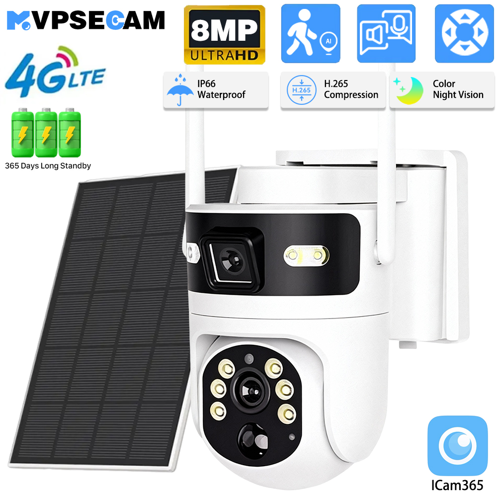 Solar Panel Tilt Mount - 8MP 4K 4G SIM Card Telecamera